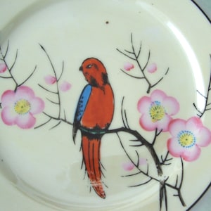 Vintage Japan Lusterware Plate Bird and Plum Blossoms