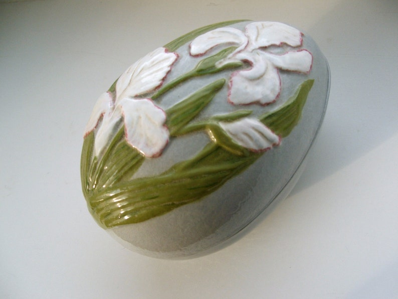 Vintage Ceramic Egg Trinket Box Etsy