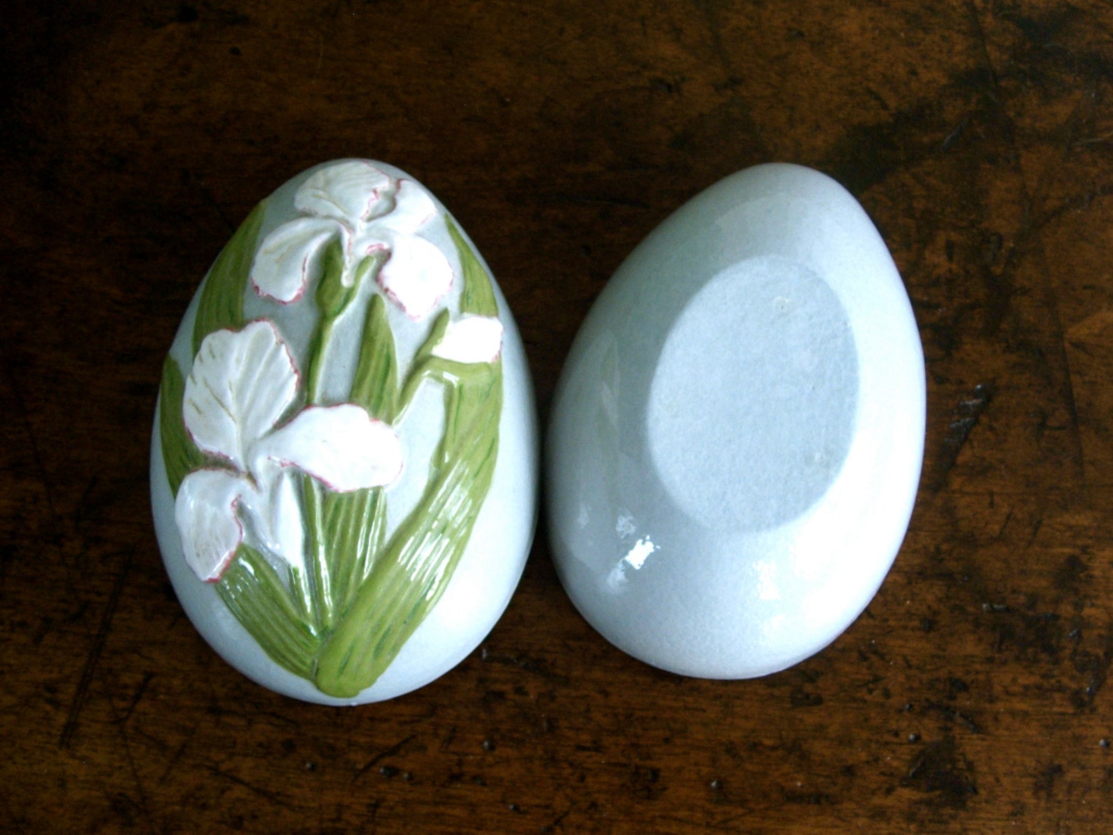 Vintage Ceramic Egg Trinket Box Etsy