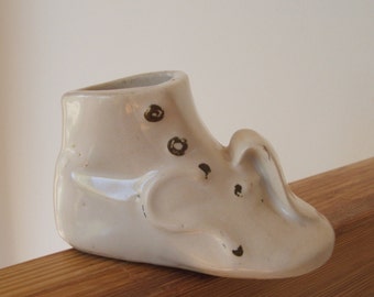 Shabby Ceramic Baby Boot Planter