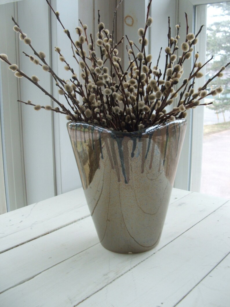 Large Vintage Pottery Vase Drip Glaze Luster Made in Italy