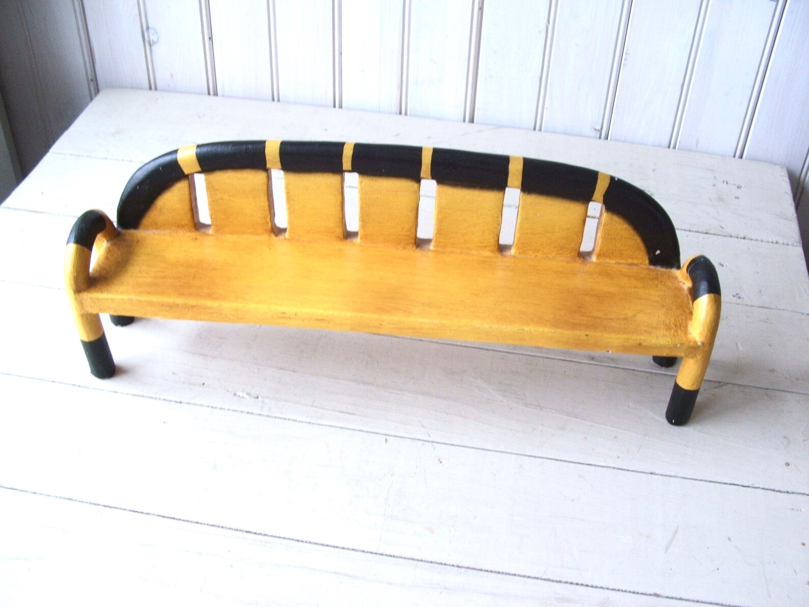 Painted Wooden Doll Bench Boho Home Decor Balinese Carved Wood Etsy