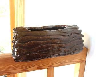 Vintage Pottery Log Planter