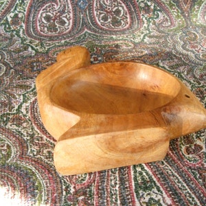 Mid Century Carved Wooden Turkey Bird Nut Bowl image 3