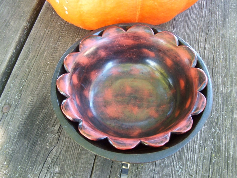 Vintage Tropical Carved Wood Bowl - Etsy