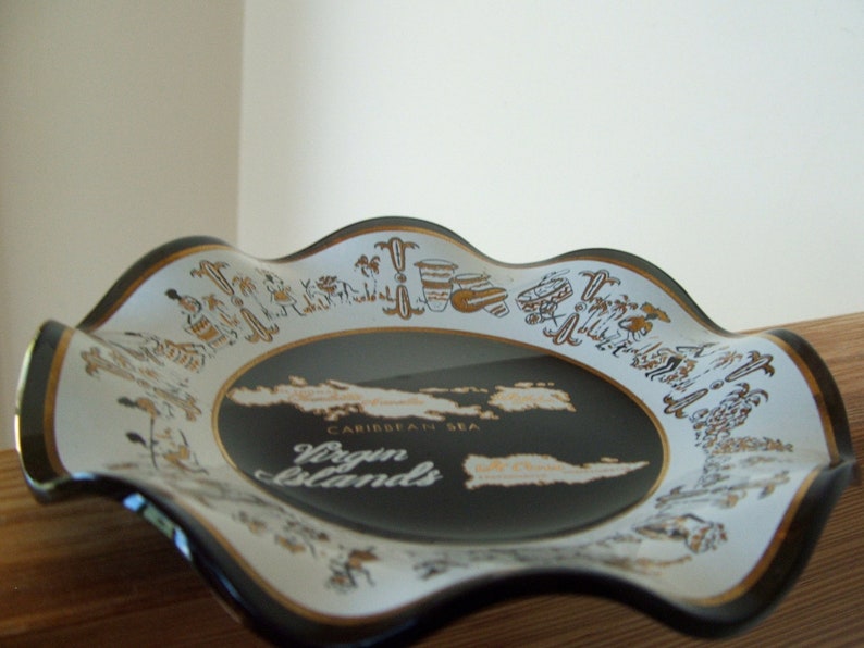 Vintage Glass Dish Souvenir of the Virgin Islands Etsy