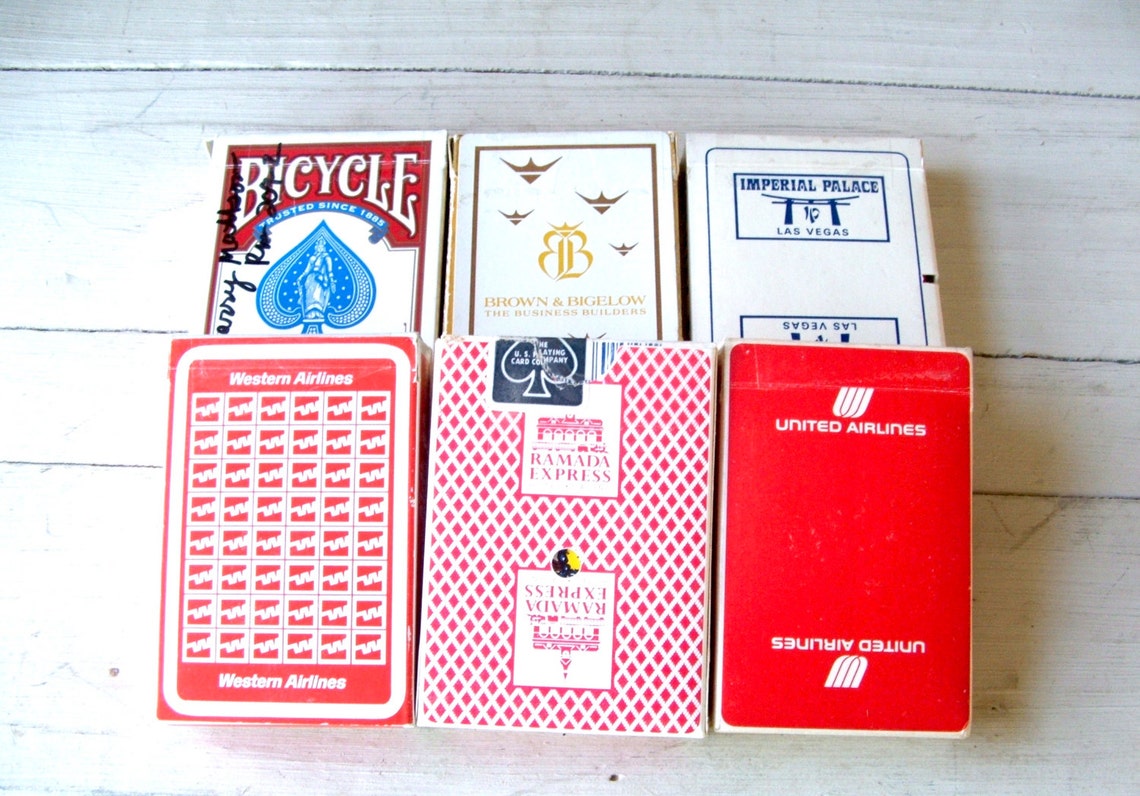6 Vintage Boxed Decks of Playing Cards Airlines Motels Etsy