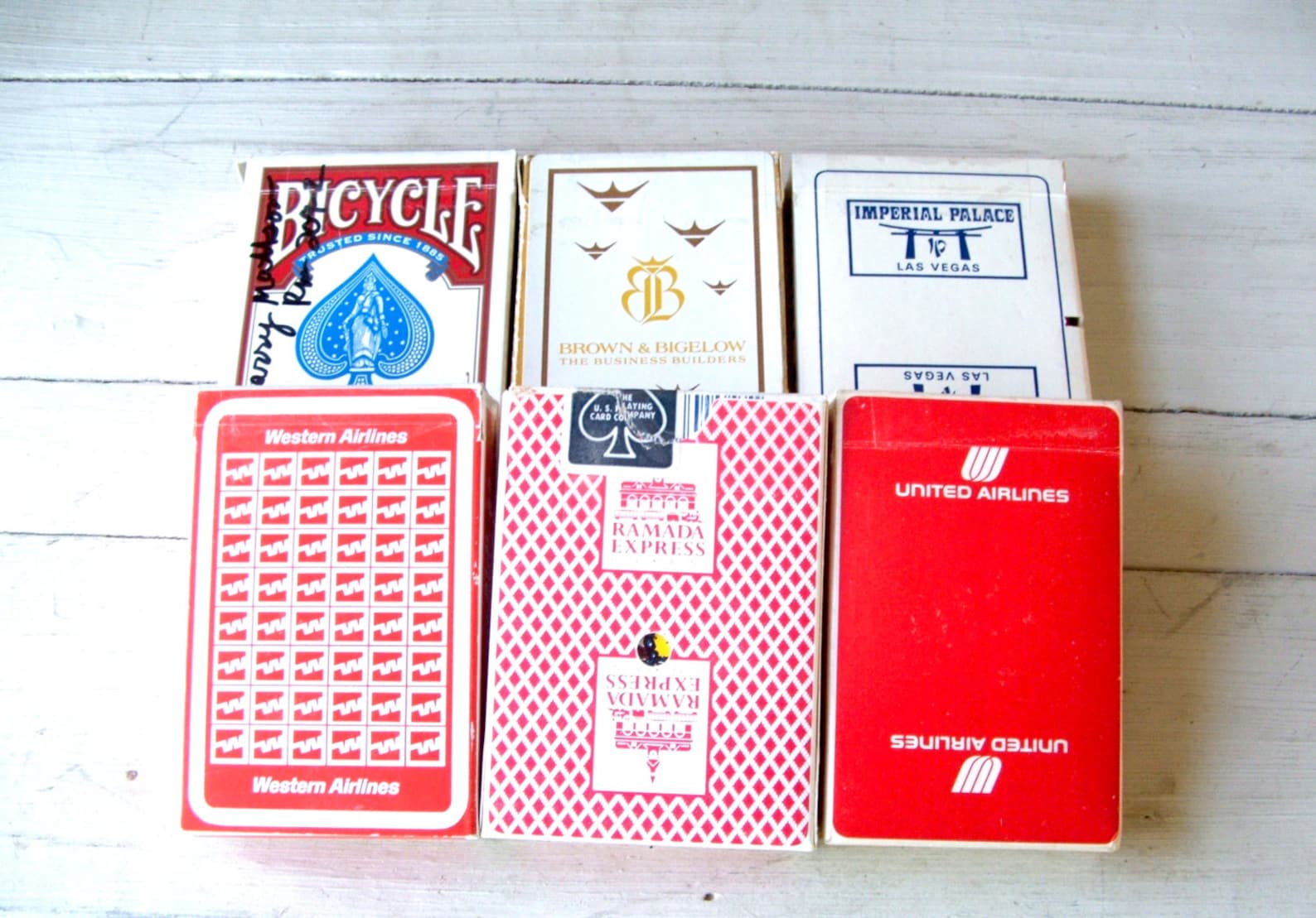 6 Vintage Boxed Decks of Playing Cards Airlines Motels Etsy