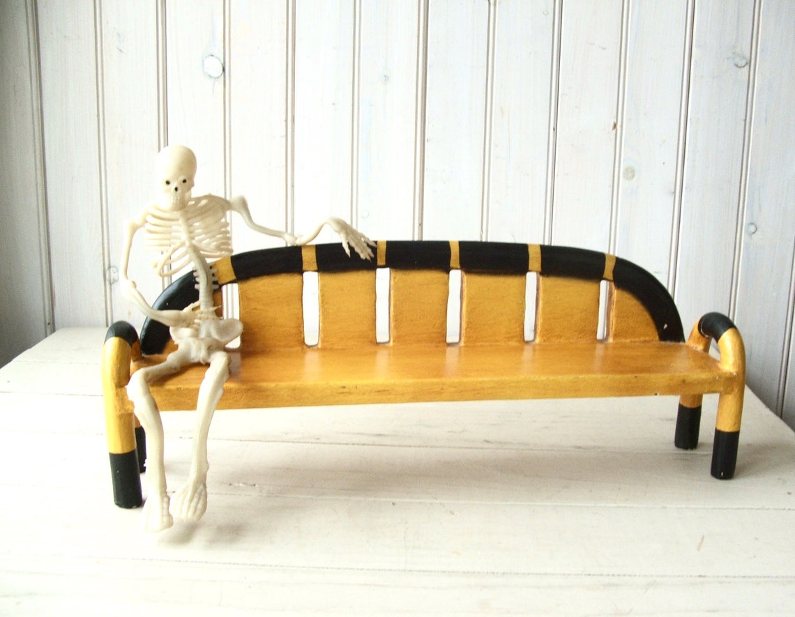 Painted Wooden Doll Bench Boho Home Decor Balinese Carved Wood Etsy