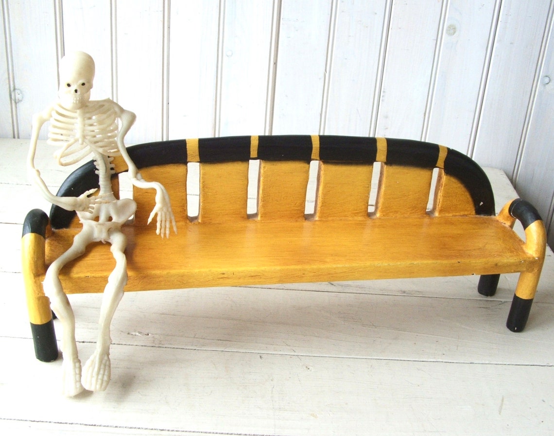 Painted Wooden Doll Bench Boho Home Decor Balinese Carved Wood Etsy