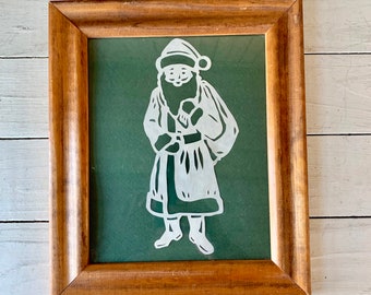 Framed Paper Cutout Santa Claus Scherenschnitte Saint Nick Paper Art