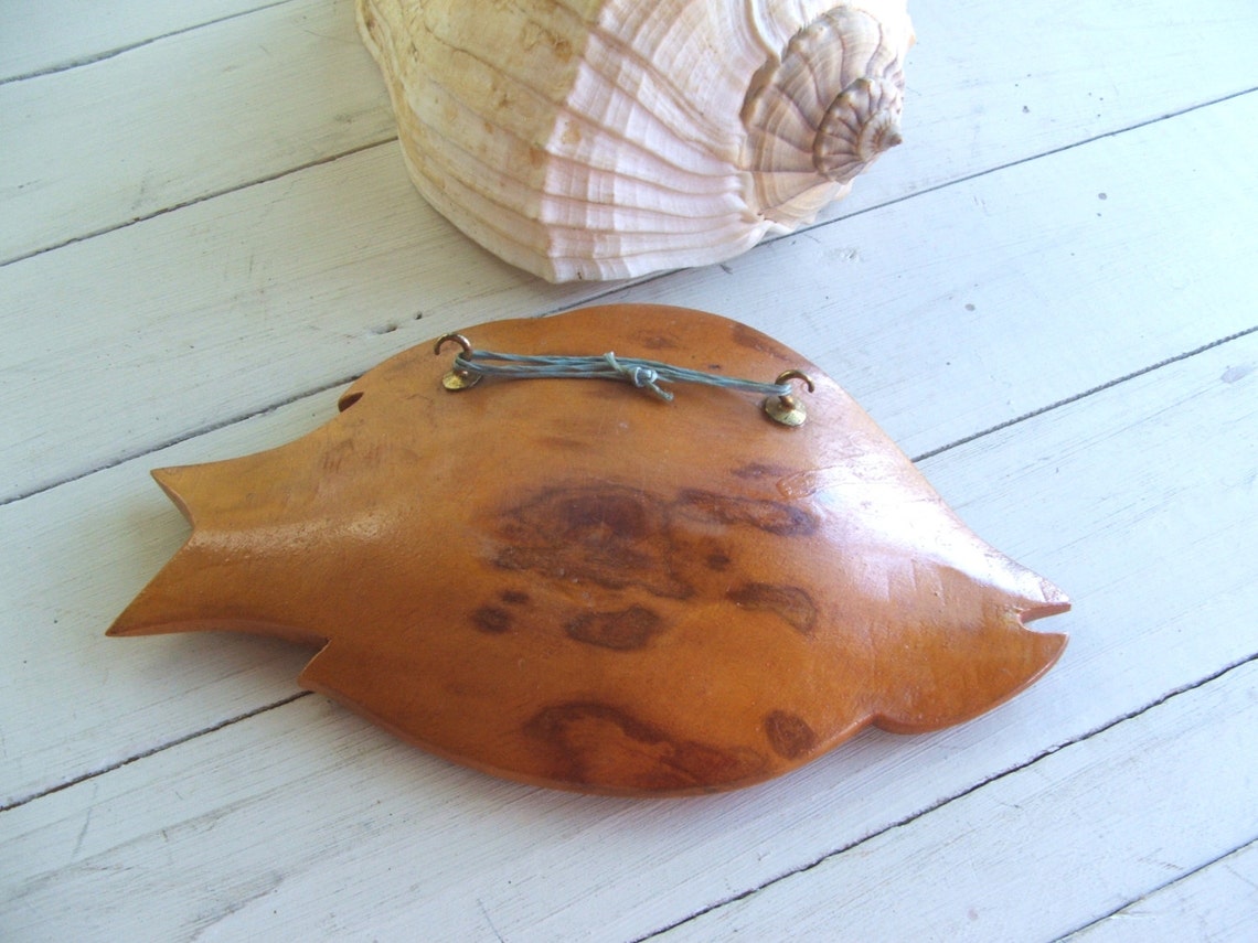 Vintage Hand Carved Wooden Fish Wall Hanging Etsy