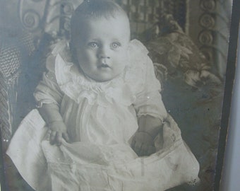 Large Antique Baby Photographic Portrait