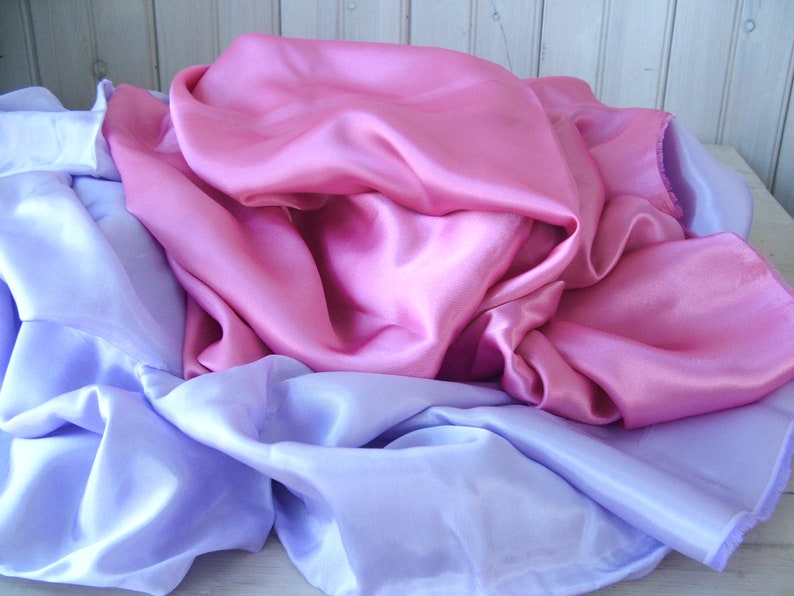 Vintage Satin Fabric Pink and Lavender