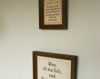 Two Pieces Vintage Cross Stitch Wall Wisdom ~~~ Needlework Mottos