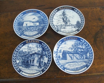 Your choice: One Collector's Plate Royal Blue Chateau Tidemark Company Illinois General Grant Home President Lincoln Log Cabin