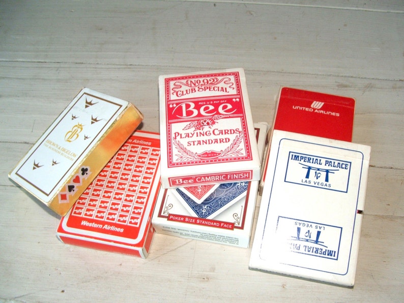 6 Vintage Boxed Decks of Playing Cards Airlines Motels Etsy
