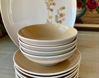 12 pc Vintage 'Fan Tan' Franciscan Whitestone Ware Japan 4 Sauce Bowls and 8 Side Plates