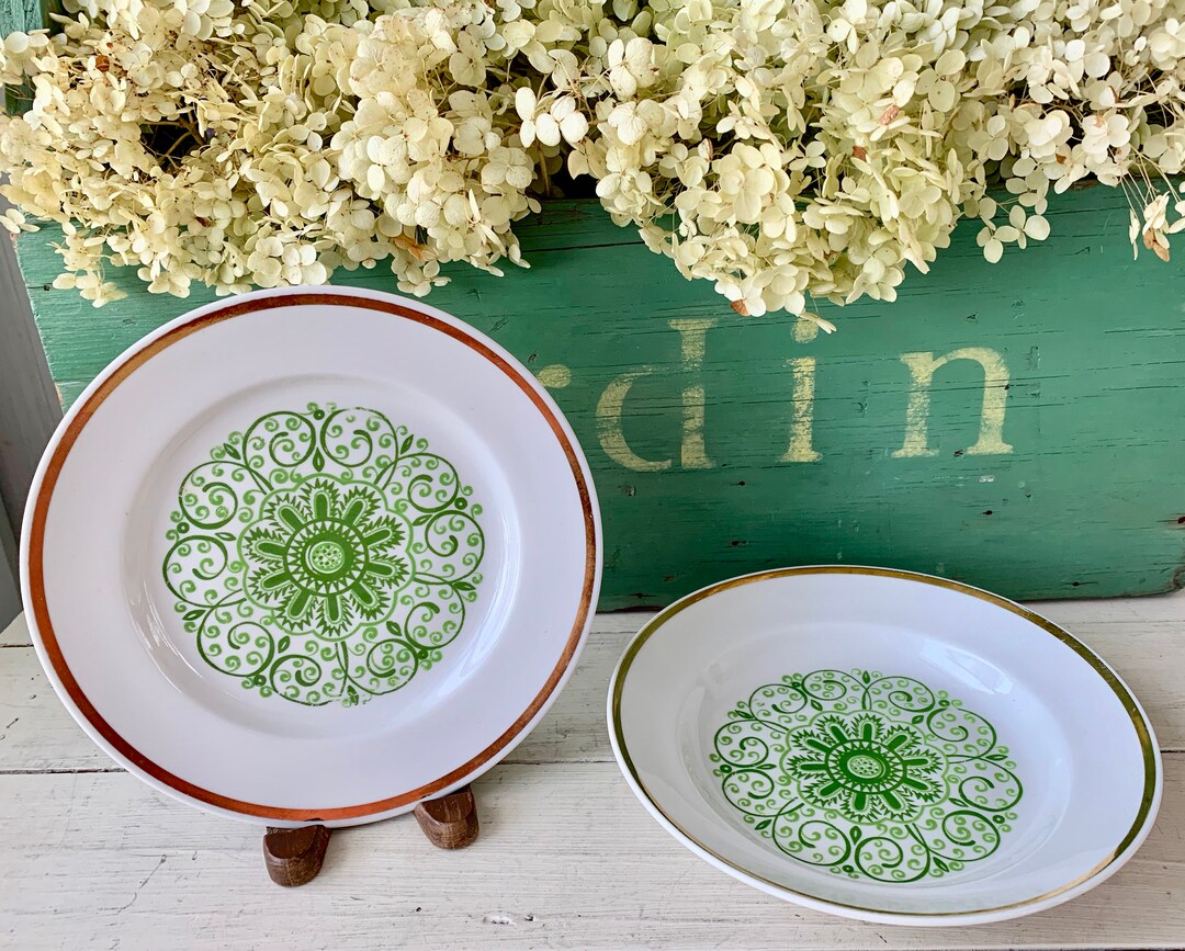 Vintage Replacement China Dishes Florentine Green White Gold SC16 Etsy