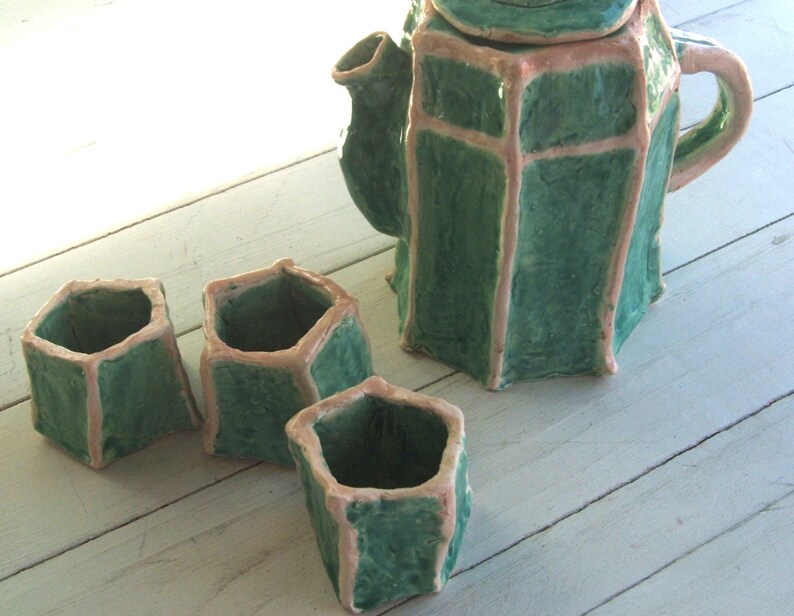 Unique Handmade Sculptural Pottery Teapot Set Etsy