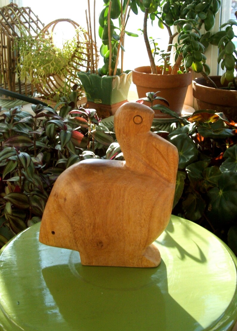 Mid Century Carved Wooden Turkey Bird Nut Bowl image 2