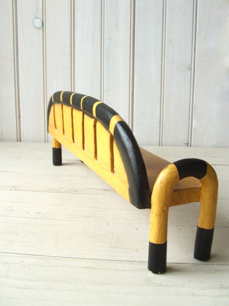 Painted Wooden Doll Bench Boho Home Decor Balinese Carved Wood Etsy