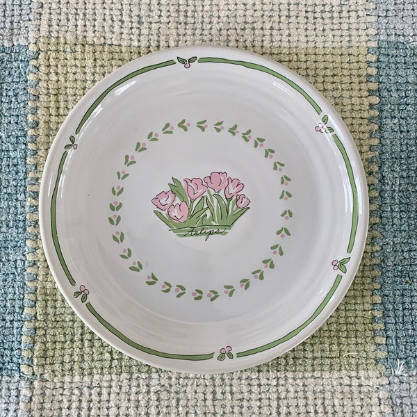 Julie Ingleman Designs "In My Garden" Plate Pink Tulips