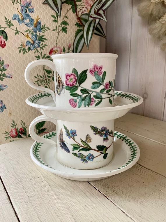 Portmeirion Botanic Garden Cup and Saucer Set of 2 Made in England