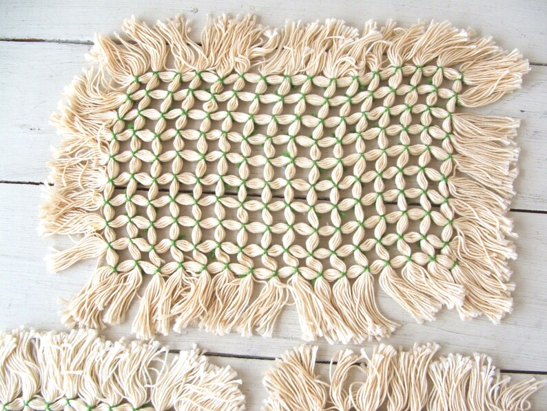 Vintage Macrame Doilies Table Matts String Craft Dresser Set Etsy