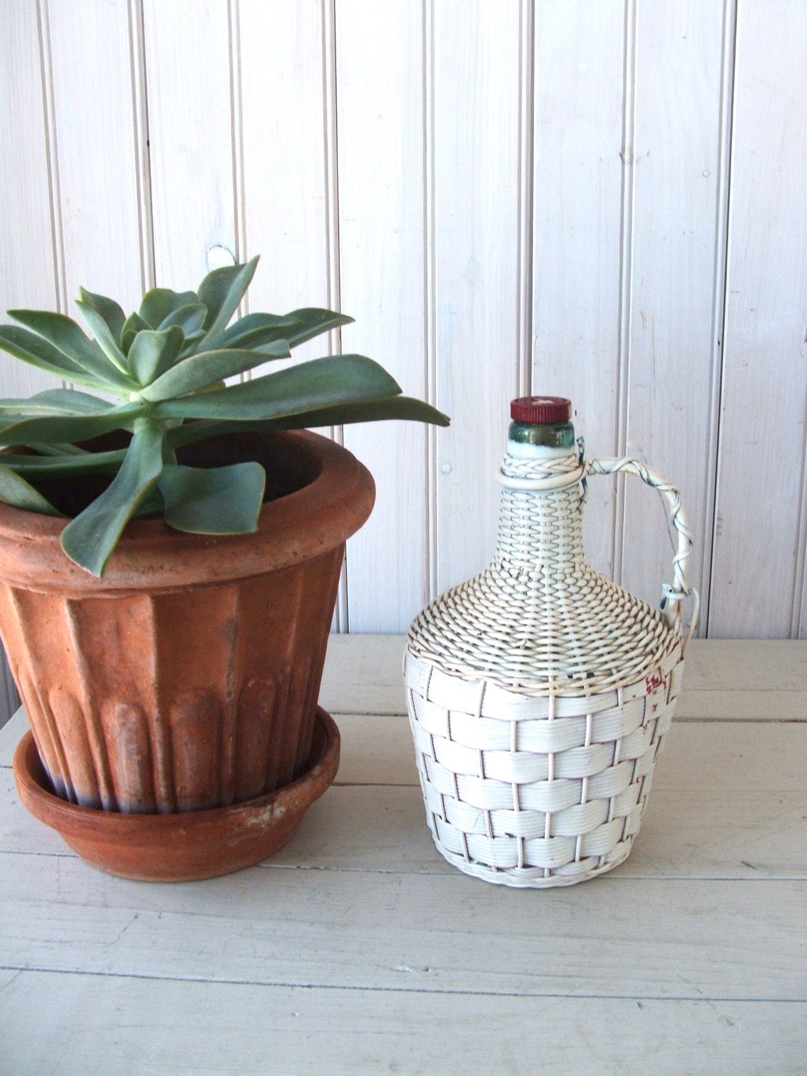 Vintage Wicker Carboy Glass Jug Wicker Wrapped Bottle The Etsy