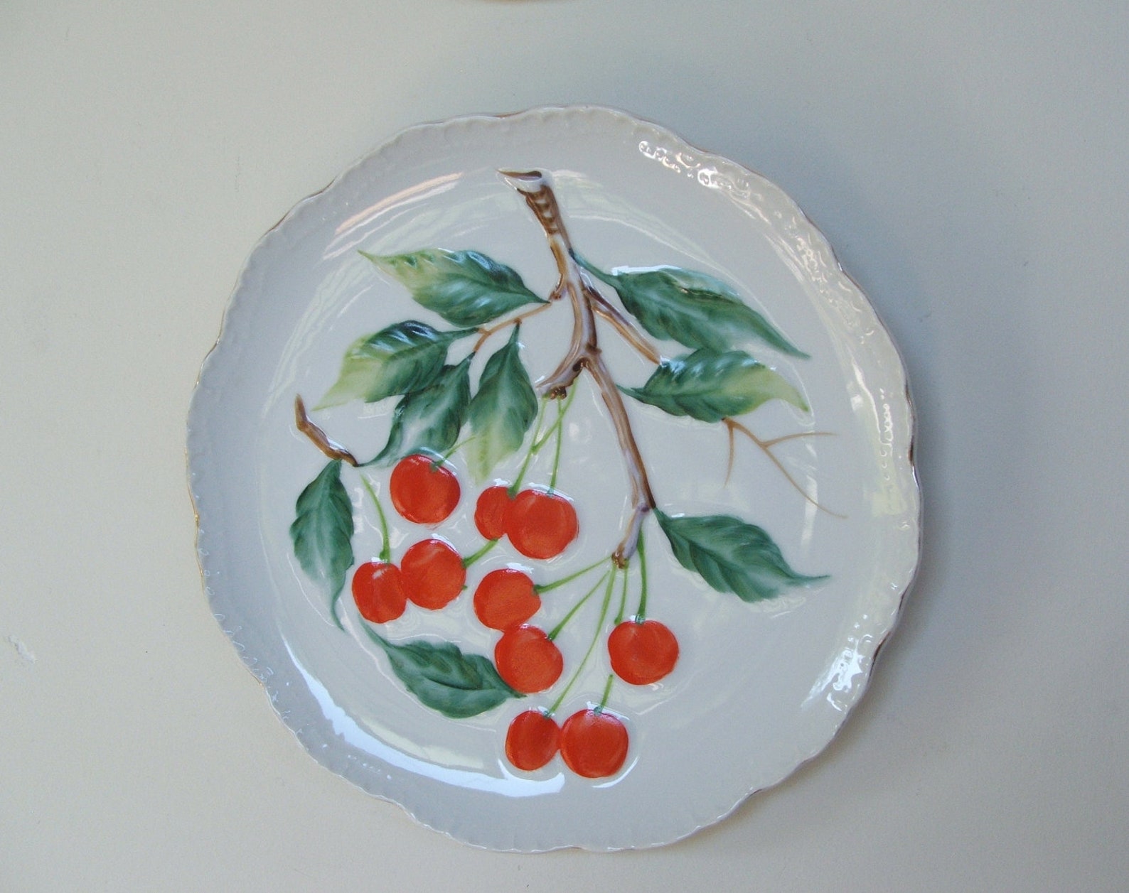 Pair of Vintage Decorative Fruit Plates Pears Cherries Etsy