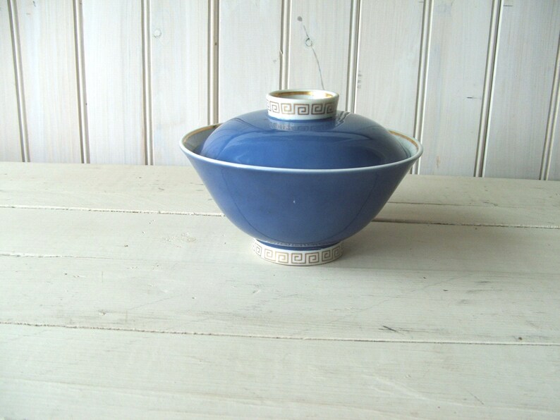 Vintage Ceramic Japanese Soup Bowl with lid blue and Etsy