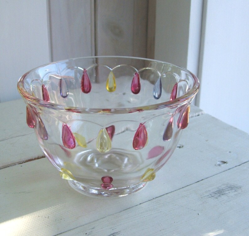 Download Vintage Pressed Glass Bowl Rainbow Color Teardrop | Etsy