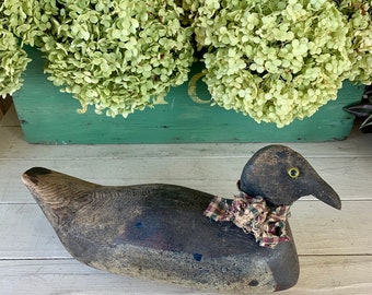 Antique Primitive Wood Carved Duck Decoy