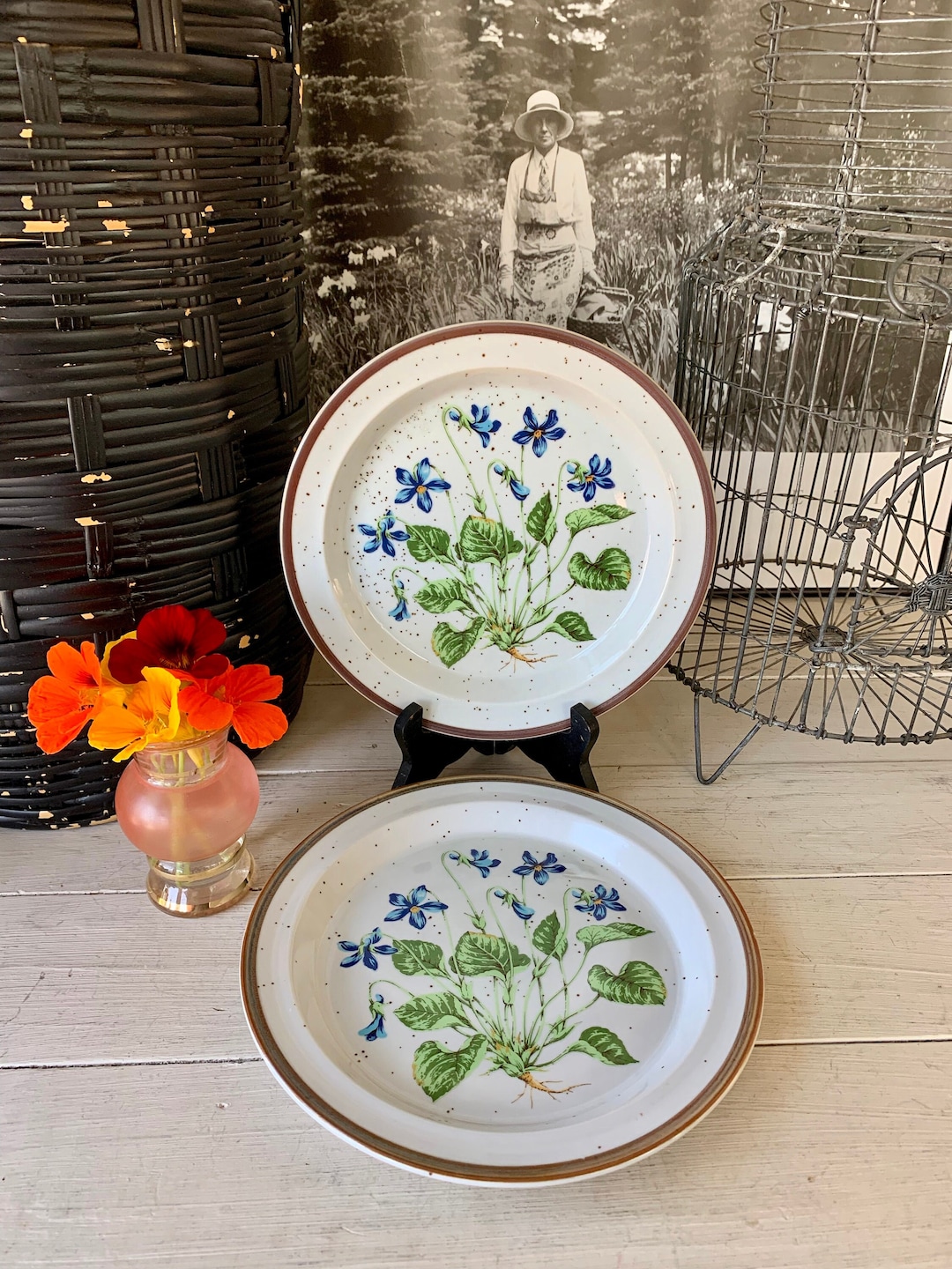 Two Violet No 202 Japan Vintage Speckled Stoneware Plates - Etsy