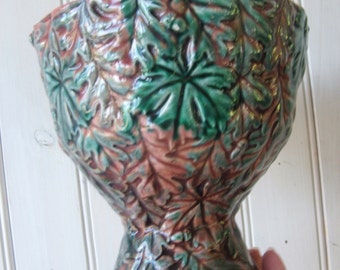 vintage Lefton Japan  Leafy  Majolica Vase or Planter