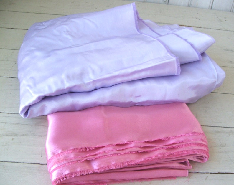 Vintage Satin Fabric Pink and Lavender