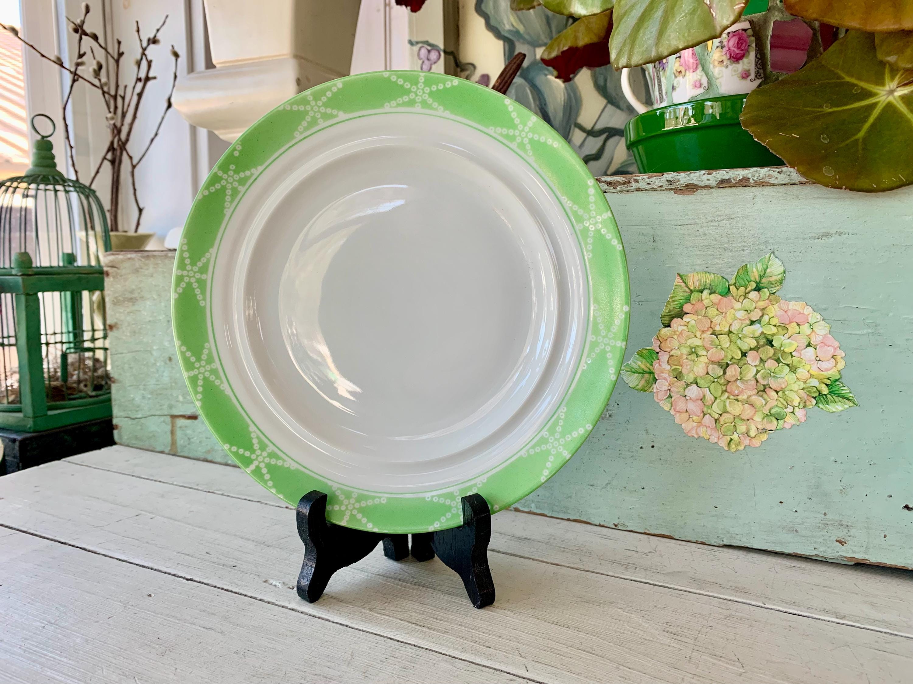 Noritake Green and White China - Etsy