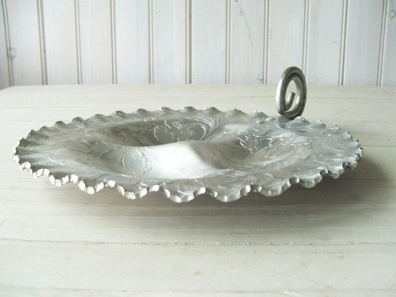 Vintage Hand Finished Aluminum Serving Tray Flowers Leaves Etsy