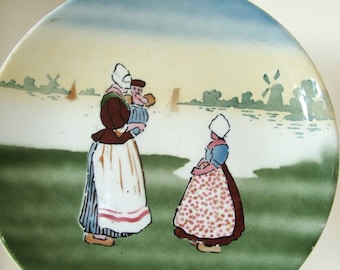 Antique Prussian Plate Dutch Mother and Children Scene