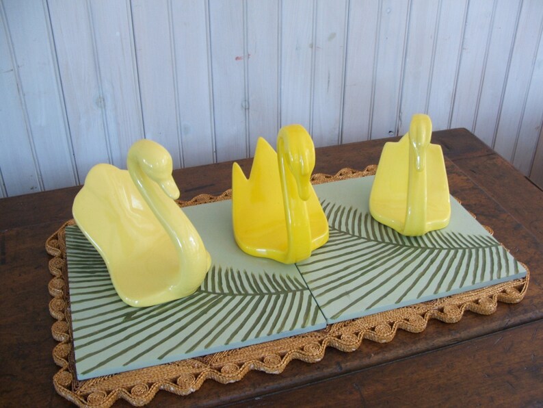 ONE vintage ceramic yellow swan towel holder Etsy