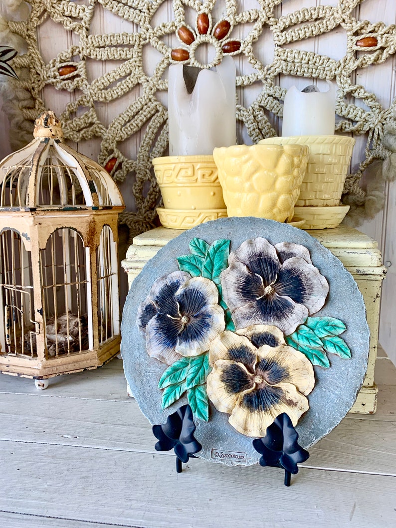 Vintage Spoontiques Pansy Plaque - Etsy