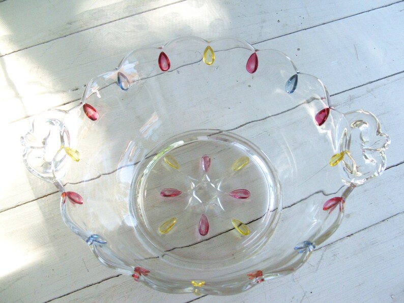 Download Vintage Pressed Glass Bowl with handles Rainbow Color ...
