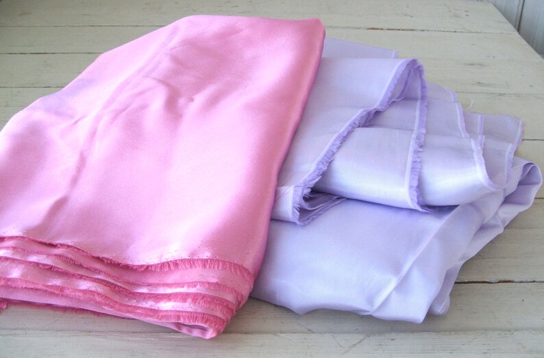 Vintage Satin Fabric Pink and Lavender