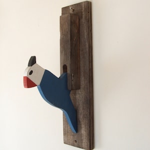 Vintage Handmade Painted Woodpecker Knocker image 1