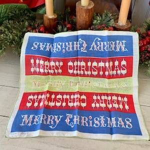 MCM Merry Christmas Tammis Keefe Handkerchief Collectible Hanky
