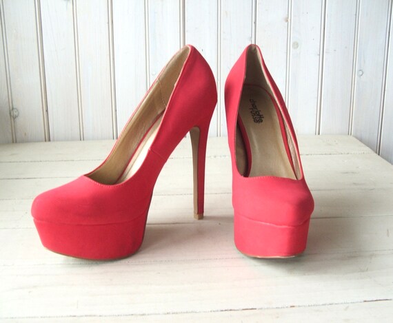 coral red heels