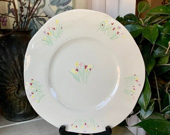 Vintage Handmade Pottery Plate Painted Tulips Signed Gaye Gonzales