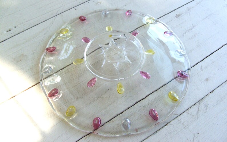 Download Vintage Pressed Glass Plate Rainbow Color Teardrop | Etsy