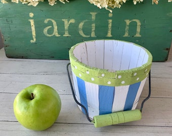 Vintage Painted Wood and Metal Bucket